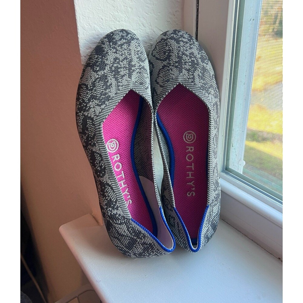Rothy's The Flat In Retired Stone Gray Snake Print Women’s Size 7.5